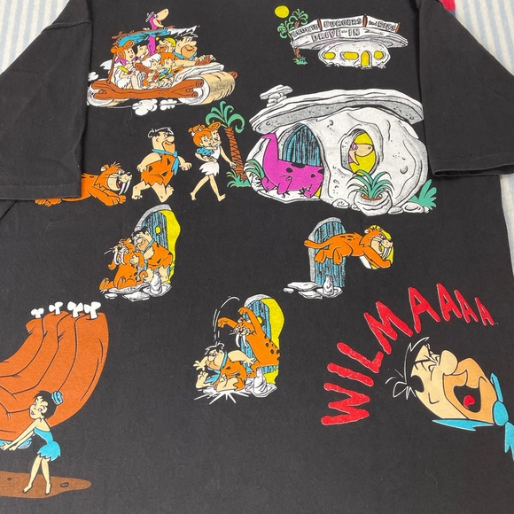 Vintage 1994 Hanna-Barbera The Flintstones all over print short sleeve tee shirt - Picture 10 of 11